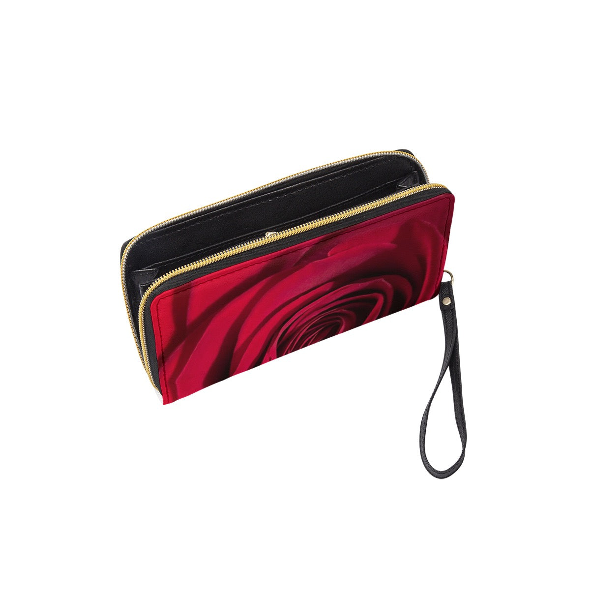 Coming Up Roses Long Wallet With Black Hand Strap