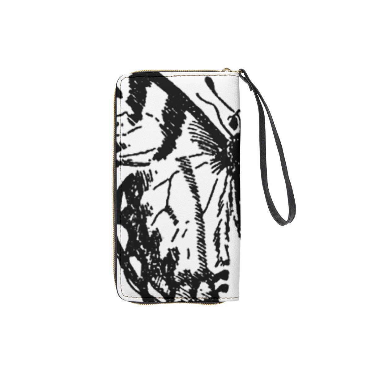 Butterfly Collection Long Wallet With Black Hand Strap