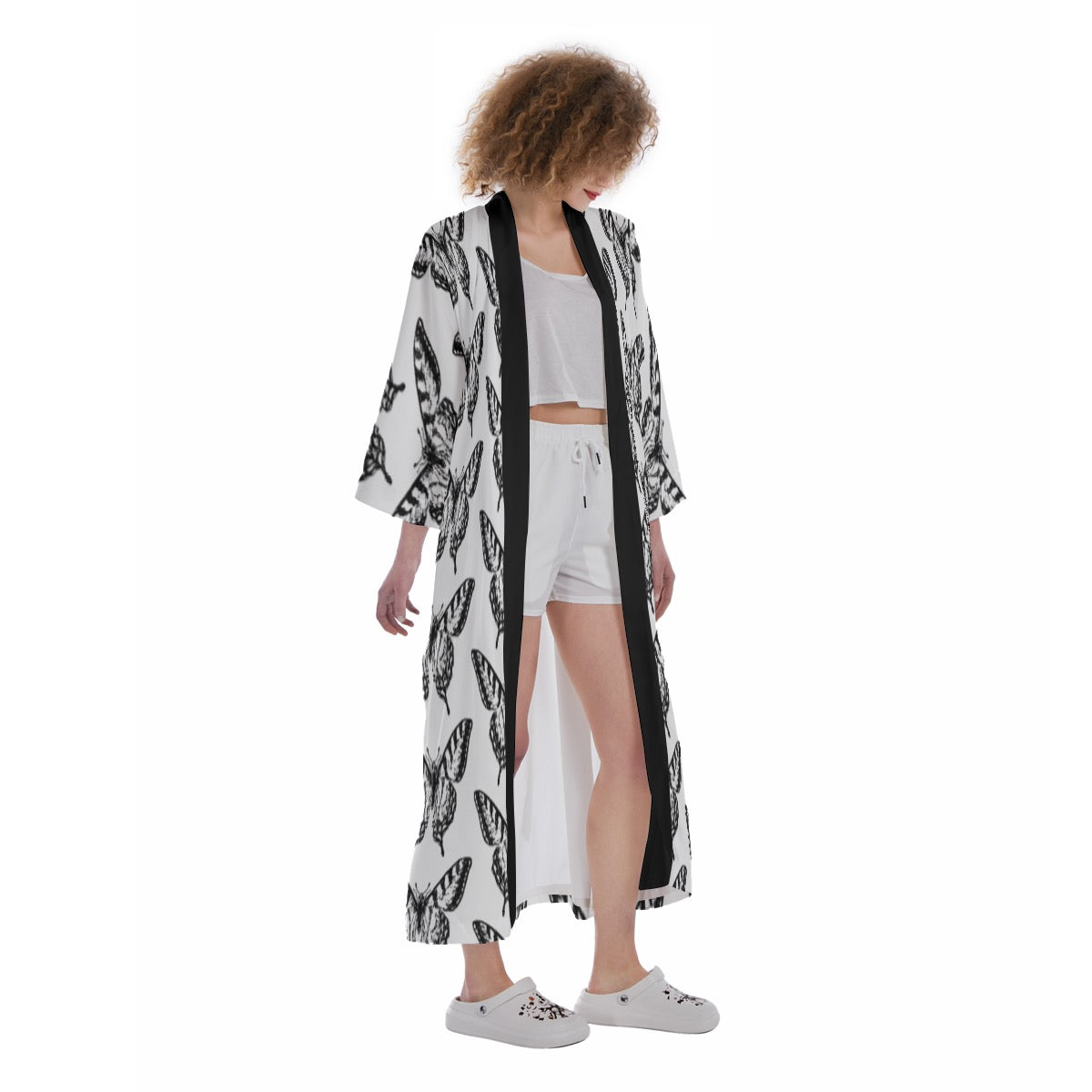 Butterfly Collection Women's Satin Kimono Long Robe