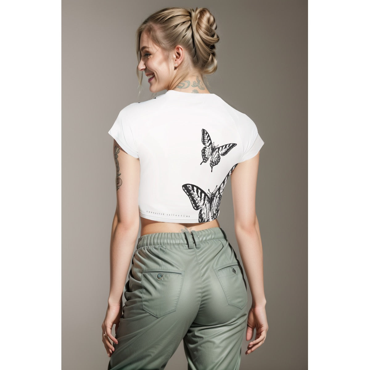 Butterfly Collection Women's Raglan Cropped T-shirt