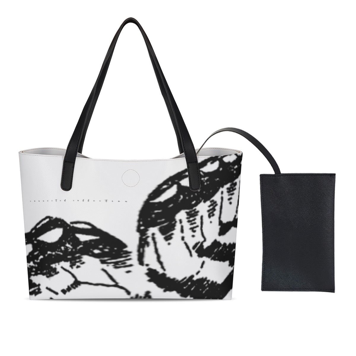 Butterfly Collection Shopping Tote Bag With Black Mini Purse