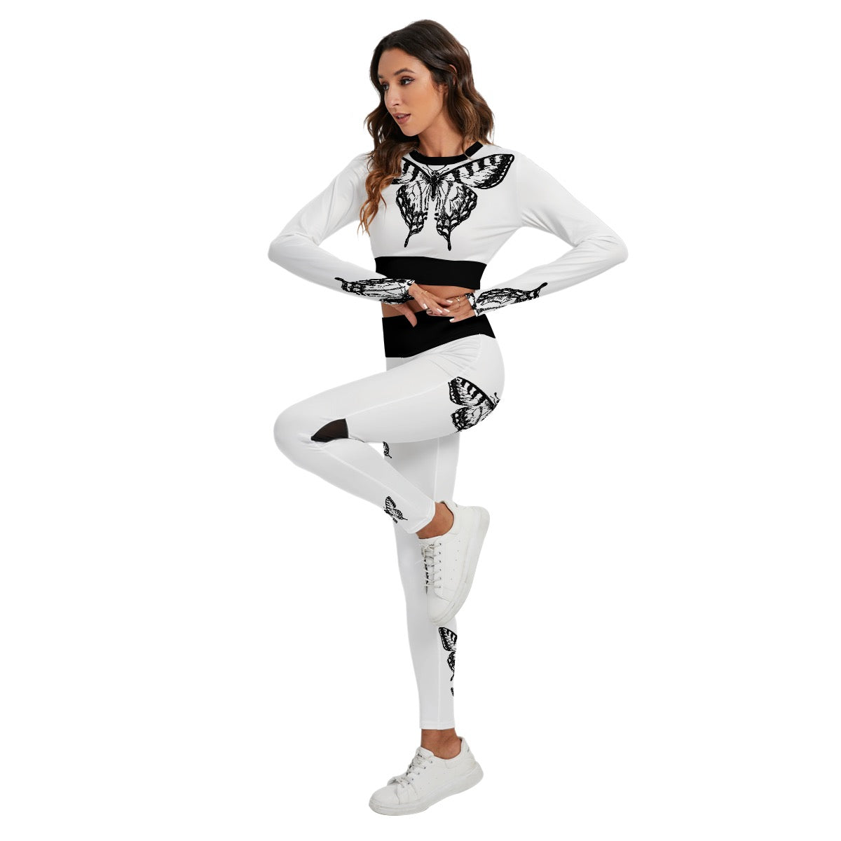 Butterfly Collection Women's Sport Set With Backless Top And Leggings