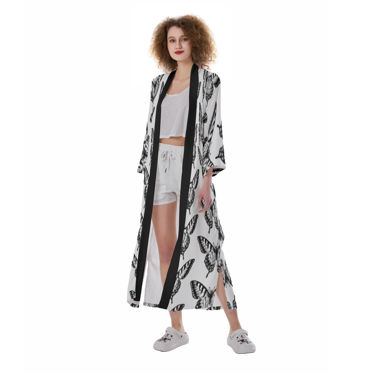 Butterfly Collection Women's Satin Kimono Long Robe