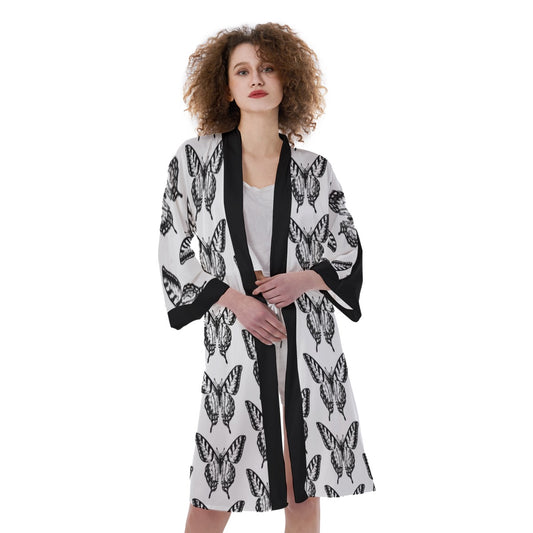 Butterfly Collection Women's Satin Kimono Robe