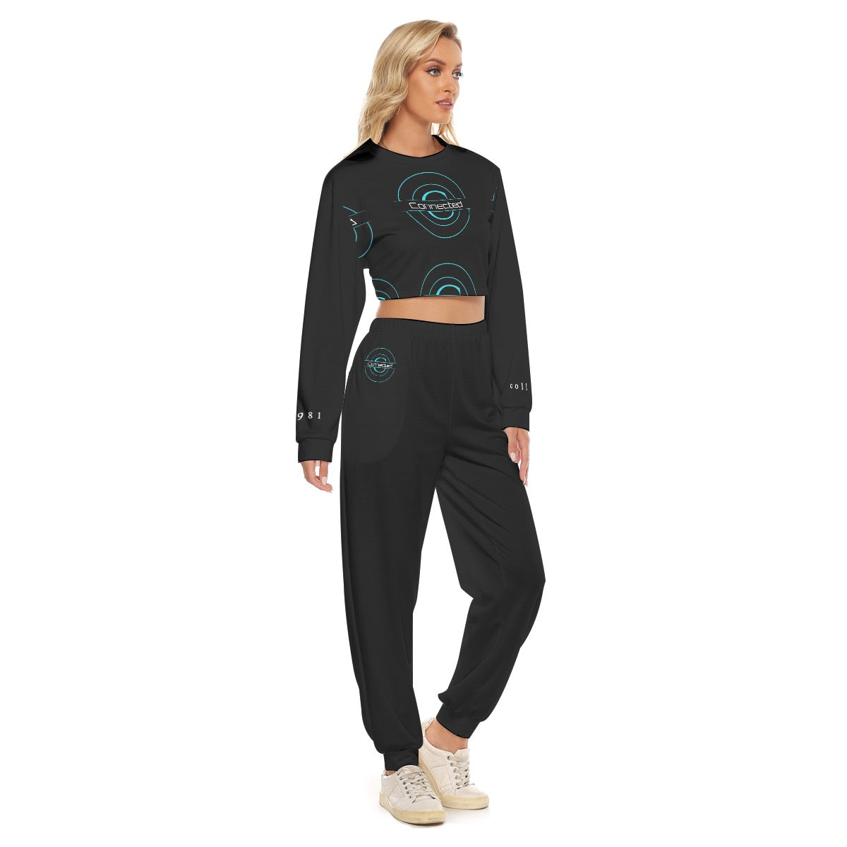 Connected Collection Women's Crop Sweatshirt Suit