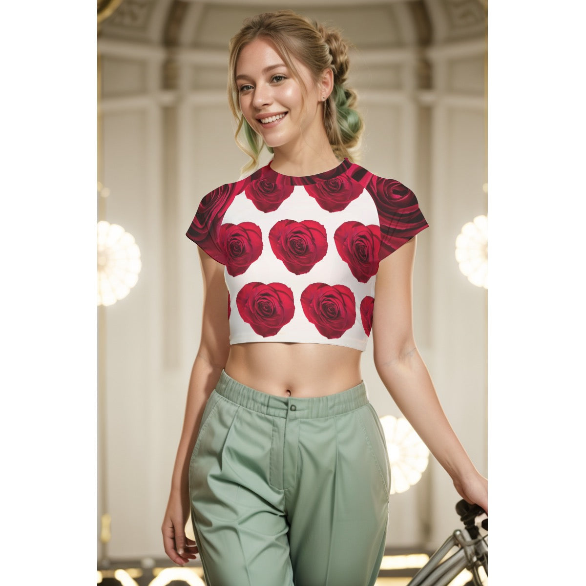 Coming Up Roses Women's Raglan Cropped T-shirt