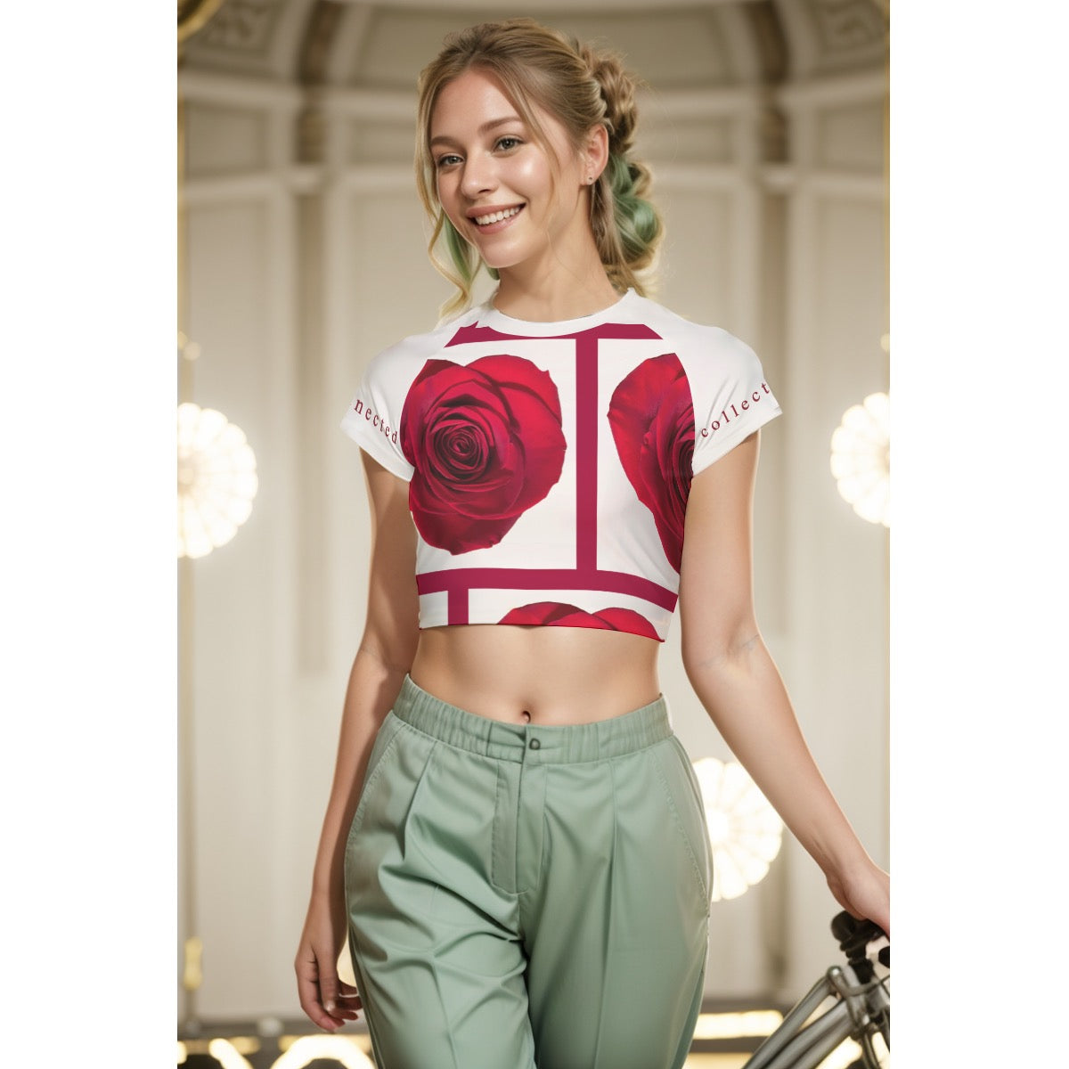 Coming Up Roses Women's Raglan Cropped T-shirt