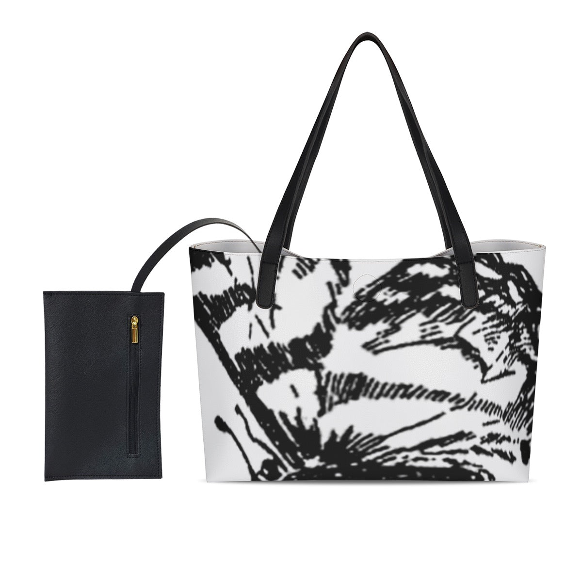 Butterfly Collection Shopping Tote Bag With Black Mini Purse