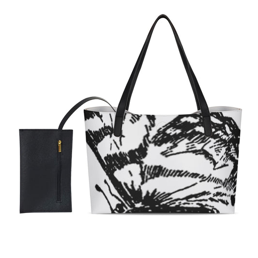 Shopping Tote Bag With Black Mini Purse