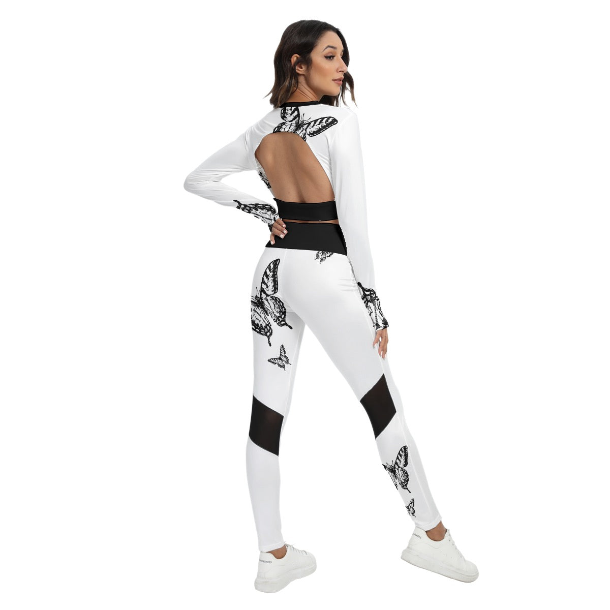 Butterfly Collection Women's Sport Set With Backless Top And Leggings