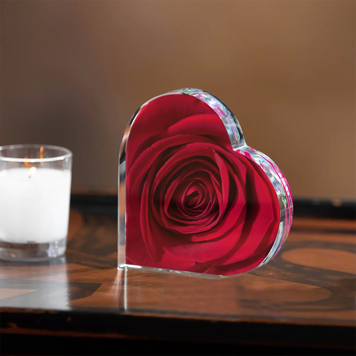 Coming Up Roses Heart Shaped Acrylic Desktop Ornament