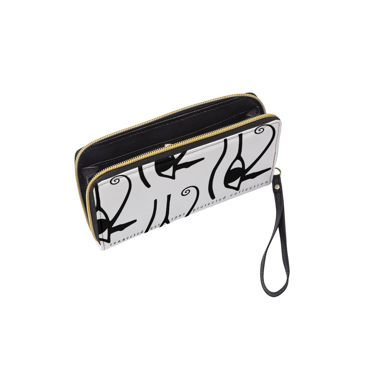 Protected Collection Long Wallet With Black Hand Strap